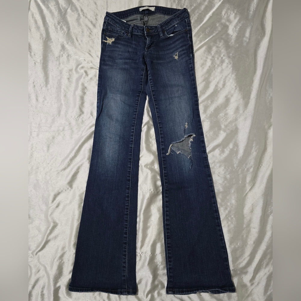Bullhead Black Stretch Low Rise Distressed Bootcut Jeans